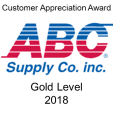 ABC Supply Gold Level 2018 customer appreciation award