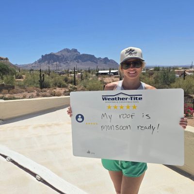 Proud Homeowner with a monsoon-ready roof in Mesa Arizona